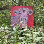 ©Kim Hicks,20x20x2 inches, Acrylic Painting, Whimsical Cow Series, Sam  $250.00 CA