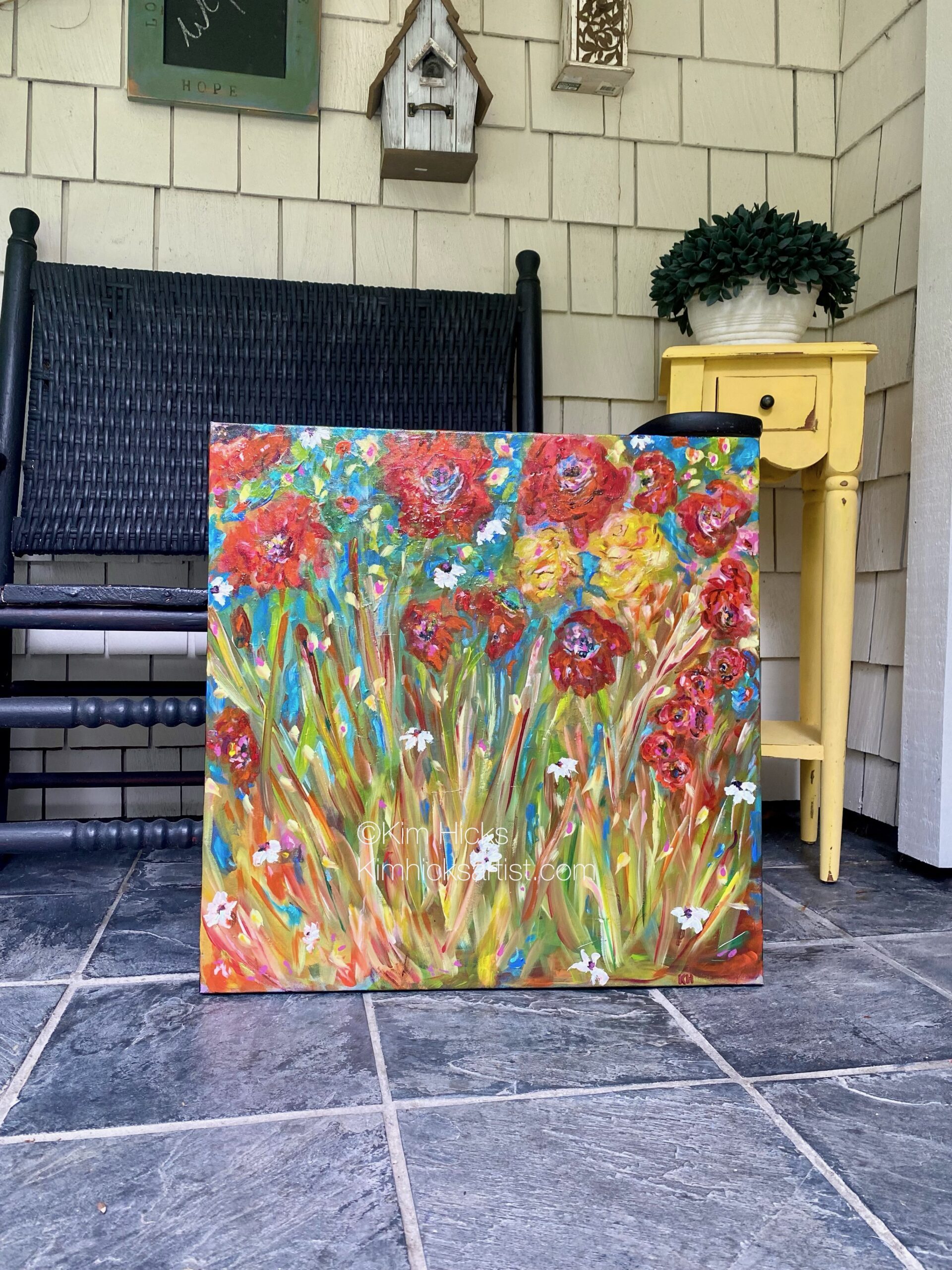 ©Kim Hicks,20x30x2 inches, Acrylic Painting, Floral Series, Whispers Among The Wild Flowers, $325.00 CA
